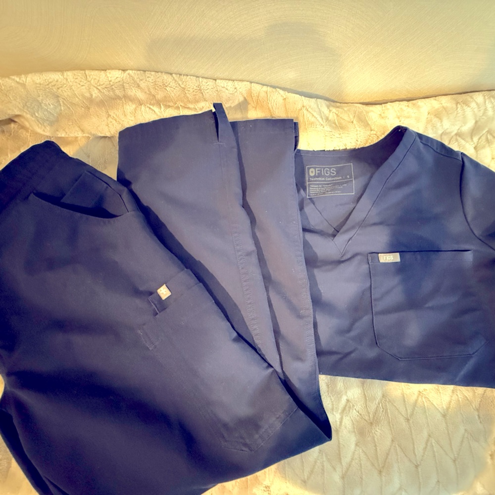 Figs Deep Blue V-Neck Scrub Top